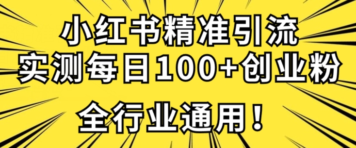 小红书的精准引流方法自主创业粉技术性，评测一天引流方法100 精准粉，整个行业可以用-中创网_分享创业资讯_网络项目资源