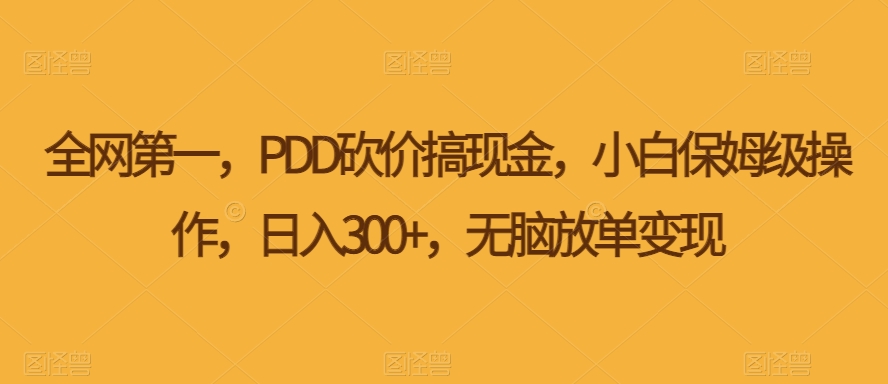 PDD压价搞现钱，新手家庭保姆级实际操作，日入300 ，没脑子刷单转现-中创网_分享创业资讯_网络项目资源