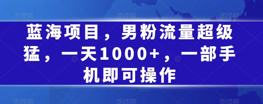 蓝海项目，粉丝总流量非常猛，一天1000 ，一部手机即可操作【揭密】-中创网_分享创业资讯_网络项目资源