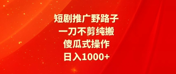 短剧推广野路子，一刀不剪纯搬运，傻瓜式操作，日入1000+-中创网_分享创业资讯_网络项目资源