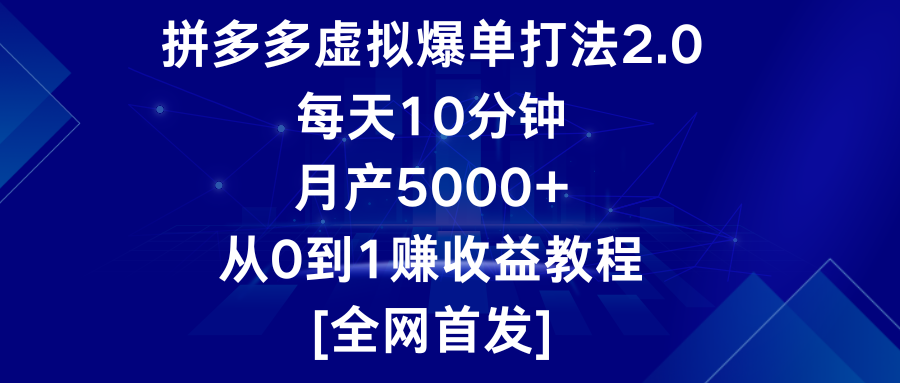 拼多多平台虚似打造爆款玩法2.0，每日10min，月产5000 ，从0到1赚盈利实例教程-中创网_分享创业资讯_网络项目资源