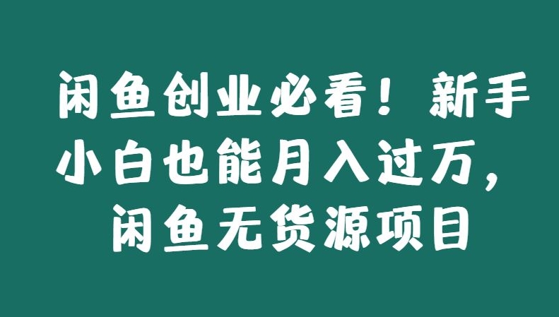 闲鱼创业必看！新手小白也能月入过万，闲鱼无货源项目-中创网_分享创业资讯_网络项目资源