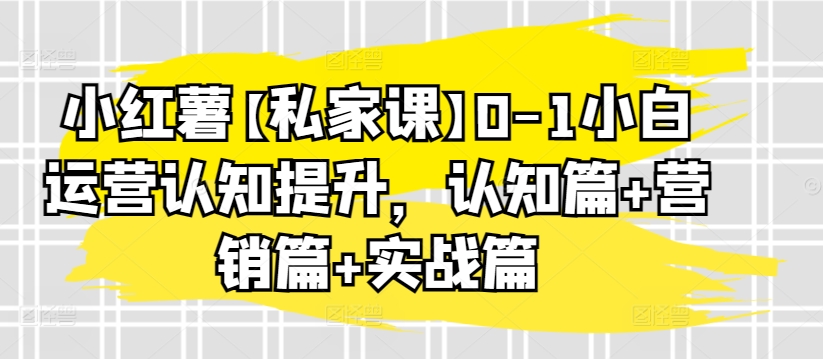 小红薯【私家课】0-1小白运营认知提升，认知篇+营销篇+实战篇-中创网_分享创业资讯_网络项目资源