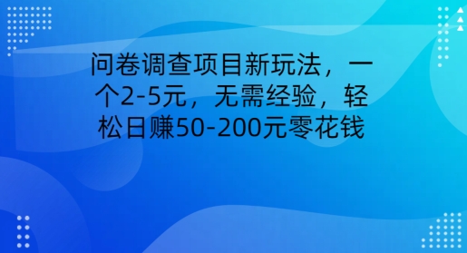 问卷调研新项目新模式，一个2-5元，无需经验，轻轻松松日赚50-200元零花钱-中创网_分享创业资讯_网络项目资源