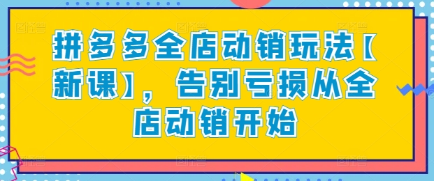 拼多多全店动销玩法【新课】，告别亏损从全店动销开始-中创网_分享创业资讯_网络项目资源