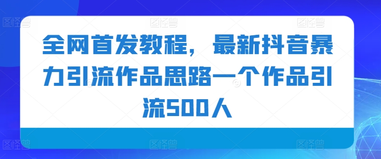 全网首发教程，最新抖音暴力引流作品思路一个作品引流500人-中创网_分享创业资讯_网络项目资源