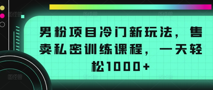 男粉项目冷门新玩法，售卖私密训练课程，一天轻松1000+【揭秘】-中创网_分享创业资讯_网络项目资源