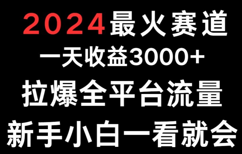 2024最火赛道一天收益3000+拉爆全平台流量新手小白一看就会-中创网_分享创业资讯_网络项目资源