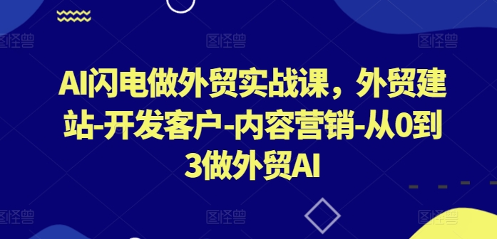 AI闪电做外贸实战课，​外贸建站-开发客户-内容营销-从0到3做外贸AI-中创网_分享创业资讯_网络项目资源