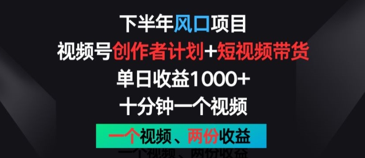 后半年蓝海项目，微信视频号创作者计划 短视频带货，一个视频二份盈利，十分钟一个视频【揭密】-中创网_分享创业资讯_网络项目资源