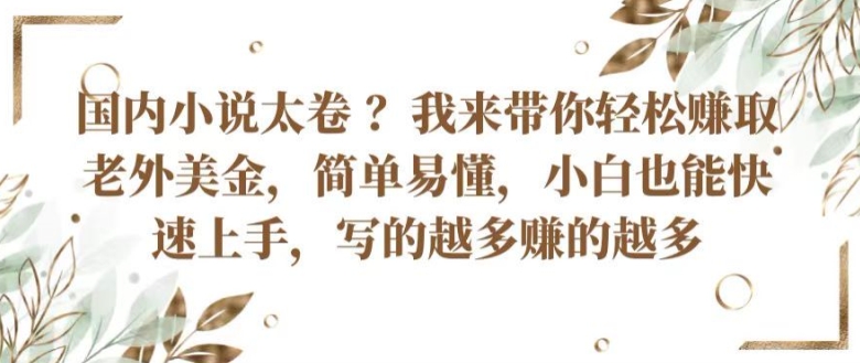 中国小说集内卷严重 ?陪你轻轻松松获得外国人美元，通俗易懂，新手也可以快速入门，所写的越挣到的越大【揭密】-中创网_分享创业资讯_网络项目资源