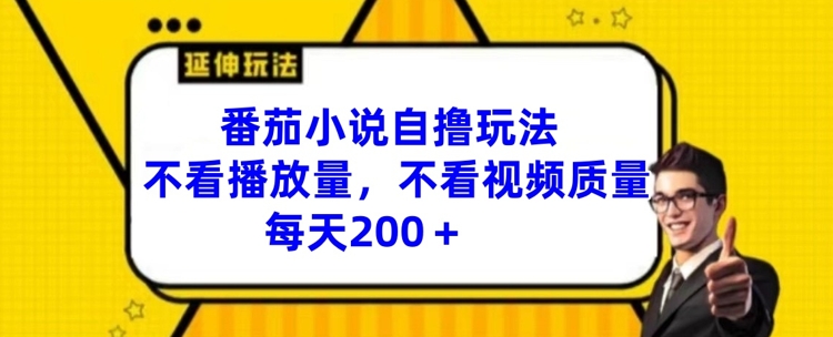 番茄小说自撸游戏玩法，不要看播放率，不要看视频清晰度，每日200 【揭密】-星仔副业