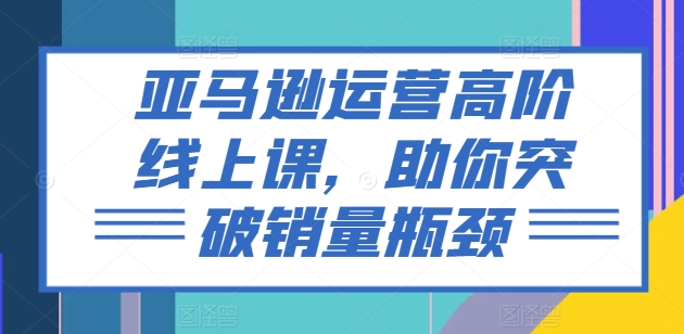 亚马逊运营高级线上课，帮助你提升销售量短板-韬哥副业项目资源网