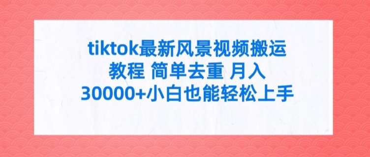 tiktok全新景色视频搬运实例教程 简易去重复 月入3W 新手也可以快速上手【揭密】-中创网_分享创业资讯_网络项目资源