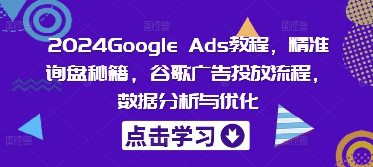 2024Google Ads教程，精准询盘秘籍，谷歌广告投放流程，数据分析与优化-中创网_分享创业资讯_网络项目资源