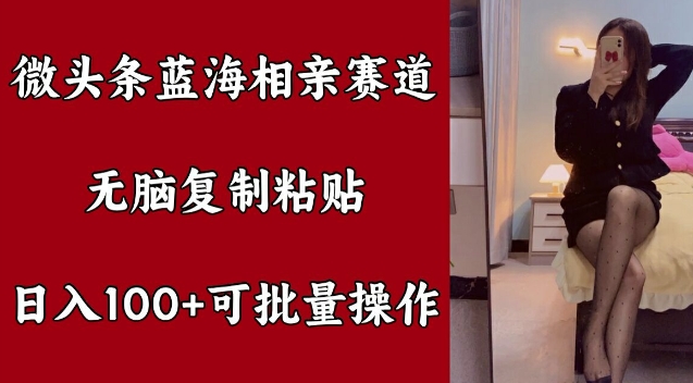 头条瀚海相亲约会跑道，没脑子拷贝，日入100 ，可批量处理-中创网_分享创业资讯_网络项目资源