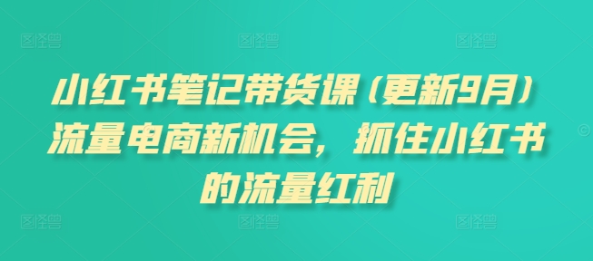 小红书笔记带货课(更新9月)流量电商新机会，抓住小红书的流量红利-中创网_分享创业资讯_网络项目资源