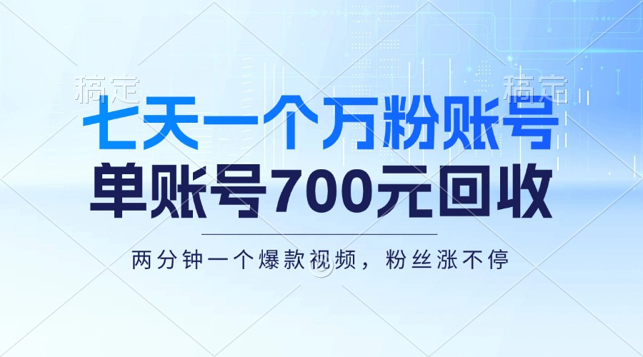 （13062期）七天一个万粉账户，新手入门秒入门，单账号回收700元，轻轻松松月入三万＋-中创网_分享创业资讯_网络项目资源