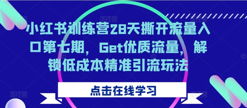 小红书的夏令营28天撕掉流量来源第七期，Get高品质总流量，开启降低成本精准引流方法游戏玩法-韬哥副业项目资源网