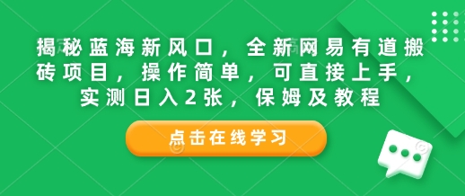 揭秘蓝海新风口，全新网易有道搬砖项目，操作简单，可直接上手，实测日入2张，保姆及教程-中创网_分享创业资讯_网络项目资源