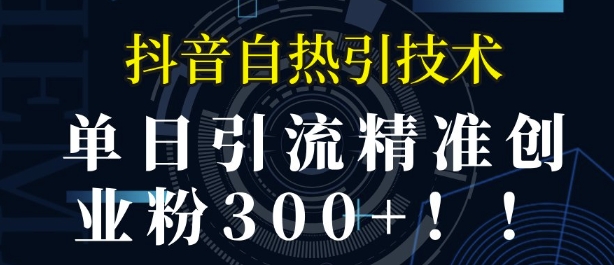 抖音自热引流，单日引流精准创业粉300+-中创网_分享创业资讯_网络项目资源