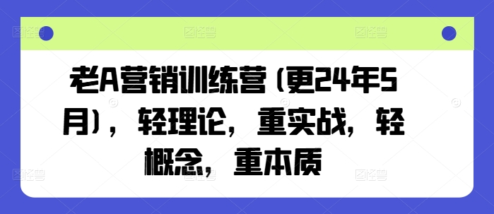 老A营销训练营(更25年1月)，轻理论，重实战，轻概念，重本质-中创网_分享创业资讯_网络项目资源