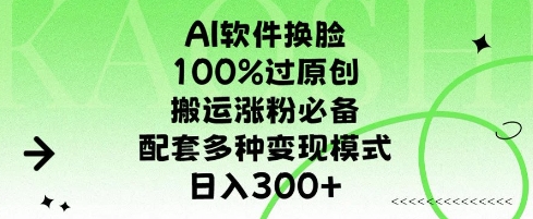 AI软件换L，100%过原创，搬运涨粉必备，配套多种变现模式，日入300+-中创网_分享创业资讯_网络项目资源