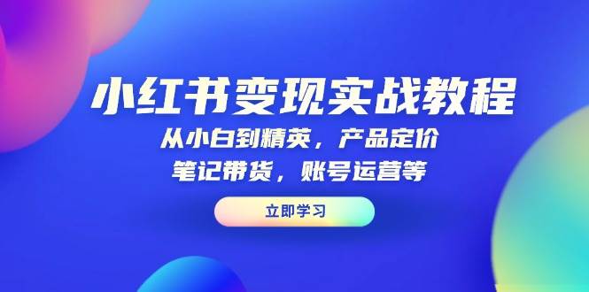 图片[1]-小红书变现实战教程：从小白到精英，产品定价，笔记带货，账号运营等