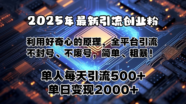 2025年最新引流创业粉，利用好奇心的原理，全平台引流，不封号、不废号，简单、粗暴-中创网_分享创业资讯_网络项目资源