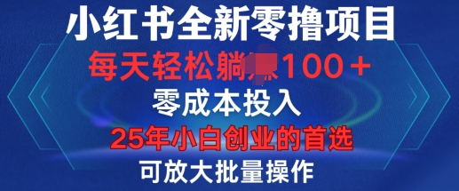 小红书全新纯零撸项目，只要有号就能玩，可放大批量操作，轻松日入100+【揭秘】-中创网_分享创业资讯_网络项目资源