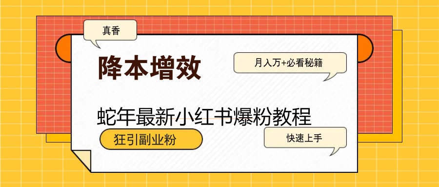 蛇年全新小红书的涨粉实例教程，狂引第二职业粉，月入万 必读-中创网_分享创业资讯_网络项目资源