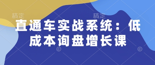 直通车实战系统：低成本询盘增长课，让个人通过技能实现升职加薪，让企业低成本获客，订单源源不断-中创网_分享创业资讯_网络项目资源