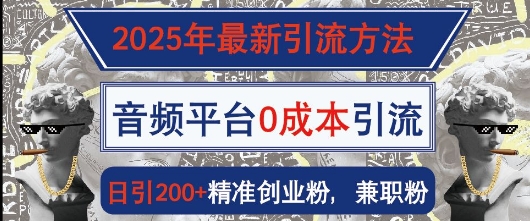 2025年全新推广方法，音频平台0成本费引流方法，日引200 精确自主创业粉-中创网_分享创业资讯_网络项目资源