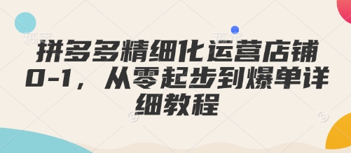 拼多多精细化运营店铺0-1，从零起步到爆单详细教程-中创网_分享创业资讯_网络项目资源