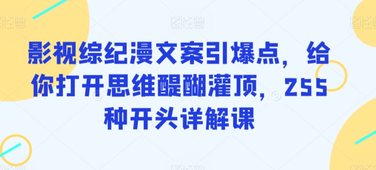 影视综纪漫文案引爆点，给你打开思维醍醐灌顶，255种开头详解课-中创网_分享创业资讯_网络项目资源