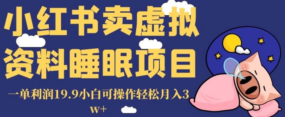 小红书卖虚拟资料睡眠项目，一单利润19.9小白可操作轻松月入3w+【揭秘】-中创网_分享创业资讯_网络项目资源