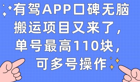 有驾APP用户评价没脑子运送新项目再次来了，运单号最大110块，可以多号实际操作-中创网_分享创业资讯_网络项目资源