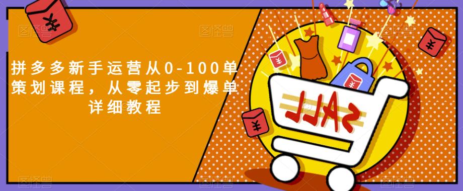 拼多多新手运营从0-100单设计方案教学内容，从零起步到推出爆款详细入门教程-中创网_分享创业资讯_网络项目资源