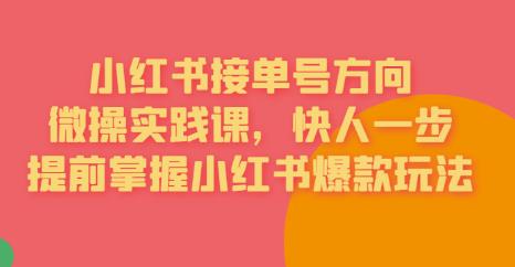 接单号方向·小红书微操实践课，快人一步，提前掌握小红书爆款玩法-中创网_分享创业资讯_网络项目资源