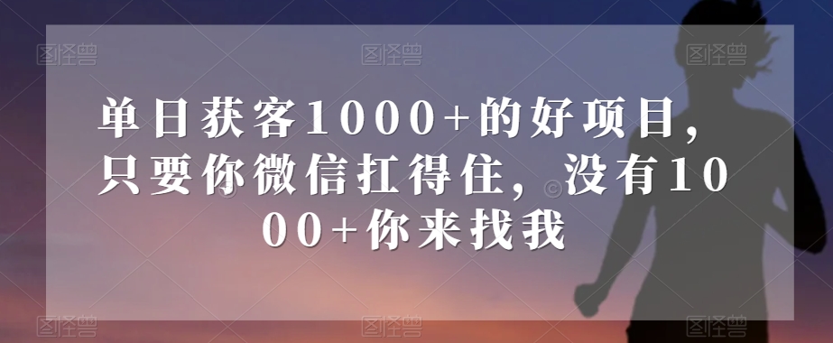 单日获客1000+的好项目，只要你微信扛得住，没有1000+你来找我【揭秘】-暖阳网-优质付费教程和创业项目大全-中创网_分享创业资讯_网络项目资源