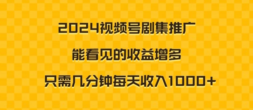 2024视频号剧集推广，能看见的收益增多，只需几分钟每天收入1000+-中创网_分享创业资讯_网络项目资源