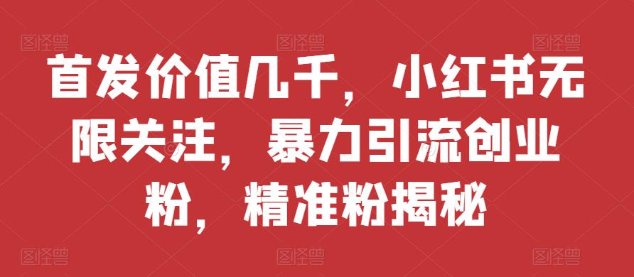 先发使用价值好几千，小红书的无尽关心，暴力行为引流方法自主创业粉，精准粉揭密-韬哥副业项目资源网