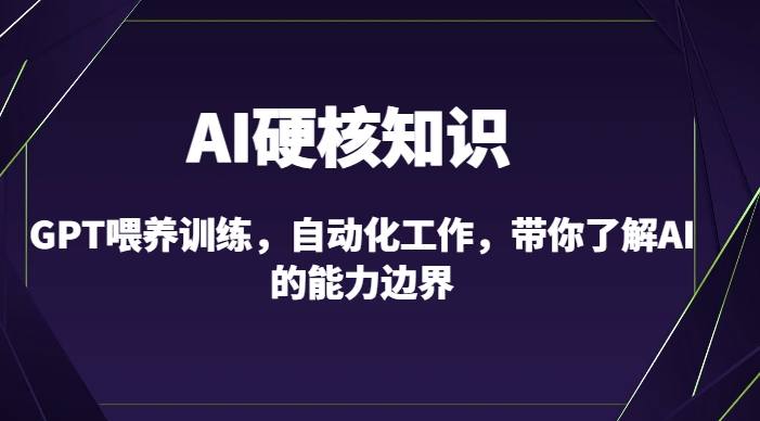 AI硬核知识-GPT喂养训练，自动化工作，带你了解AI的能力边界（10节课）-中创网_分享创业资讯_网络项目资源