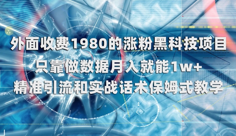 外边收费标准1980的增粉高科技新项目，仅靠做数据月入就可1w 【揭密】-中创网_分享创业资讯_网络项目资源