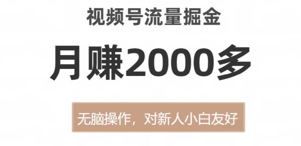 视频号流量掘金，月赚2000多，无脑操作，对新人小白友好-中创网_分享创业资讯_网络项目资源