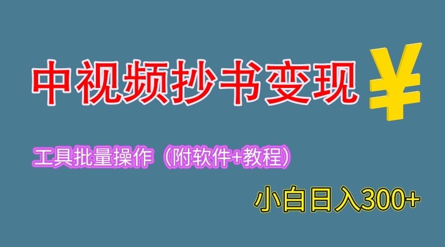 2023中视频抄书变现（附工具+教程），一天300+，特别适合新手操作的副业-中创网_分享创业资讯_网络项目资源