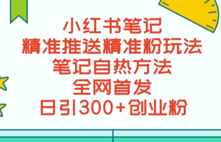 最新小红书笔记精准推送2000+精准粉，单日导流私欲最少300【脚本+教程】-韬哥副业项目资源网