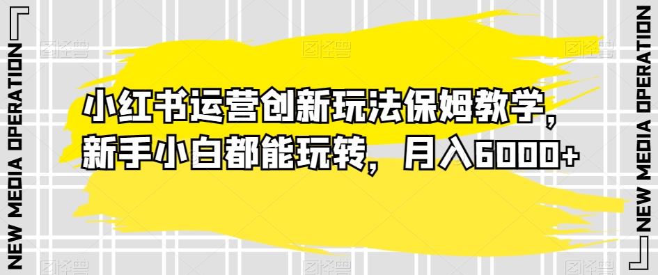 小红书运营创新玩法保姆教学，新手小白都能玩转，月入6000+【揭秘】-中创网_分享创业资讯_网络项目资源