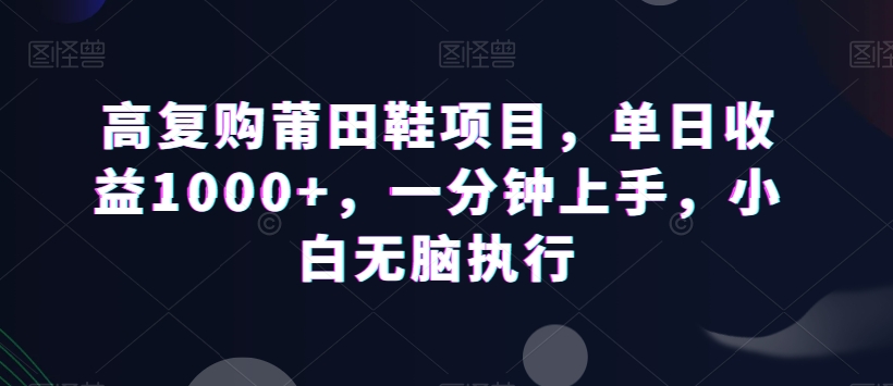 高复购莆田鞋项目，单日收益1000+，一分钟上手，小白无脑执行-中创网_分享创业资讯_网络项目资源