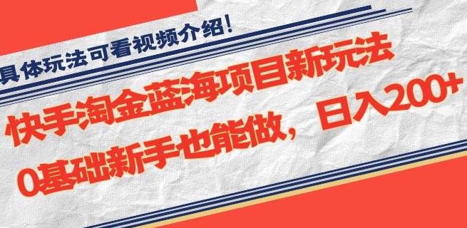 快手淘金蓝海项目新玩法，0基础新手也能做，日入200+-中创网_分享创业资讯_网络项目资源